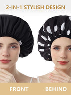 Years calm Shower Caps for Women Reusable Waterproof, Double Layer Waterproof - Image 2