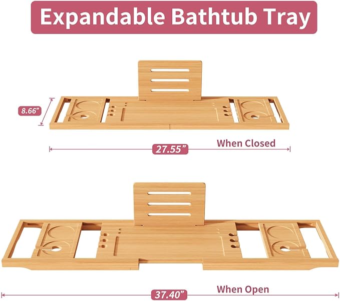 Bathtub Tray, Bath Tray for Tub, Bath Tub Tray Wood, Bath Caddy Tray for Bathtub - Image 5