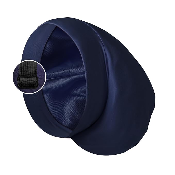 Satin Bonnet Silk Lined Sleep Cap- Adjustable Hair Cover by Blueelf