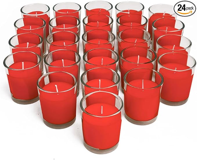 Simply Soson Apple Spiced Fall Scented Votive Candles, Bulk Set of 24 Red by SimplySoson