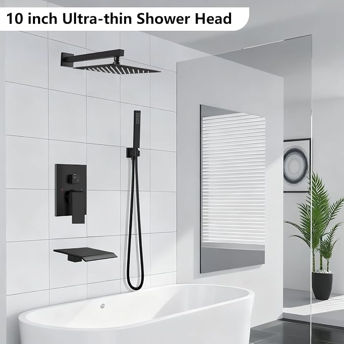 Midanya Shower System with Tub Spout, Bathtub Shower Faucet Set with Square - Image 2