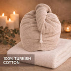 100% Turkish Cotton Hair Towel Wrap 2 Pack – Oeko-TEX Certified Quick Dry Turban - Image 5