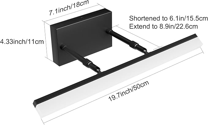 Aipsun 19.7 inch Modern Black Vanity Light Adjustable LED Bathroom Light - Image 6
