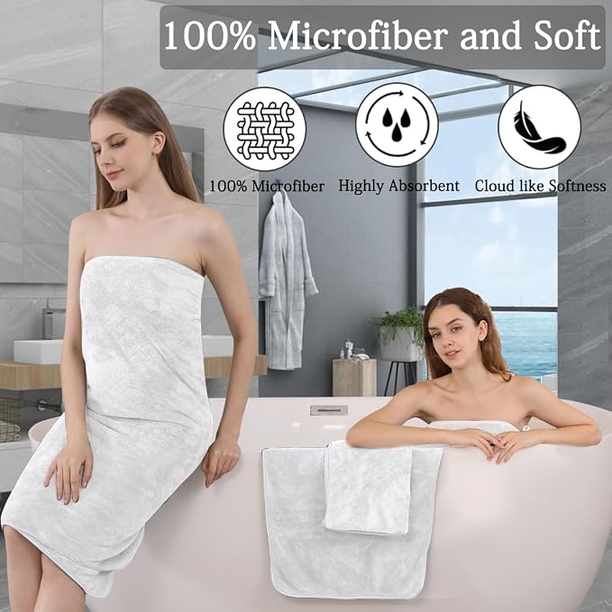 8-Piece White Bath Towels Set, 2 Oversized Large Bath Towels Sheet, 2 Hand - Image 3