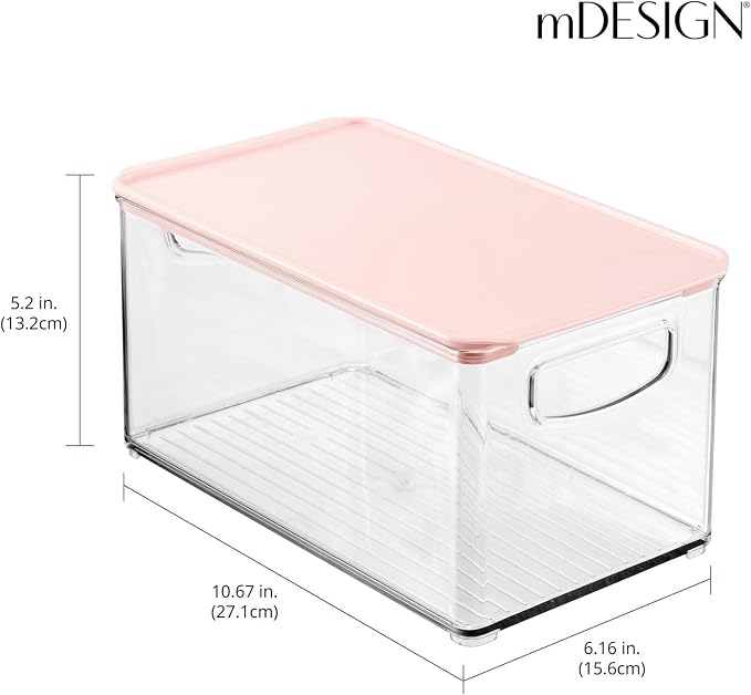 mDesign Deep Plastic Bathroom Storage Bin Box, Lid/Built-in Handles, - Image 3