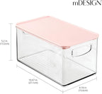 mDesign Deep Plastic Bathroom Storage Bin Box, Lid/Built-in Handles, - Image 3