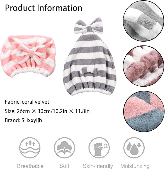 Large Microfiber Hair Towel Cap, Rapid Drying Towel - Image 2