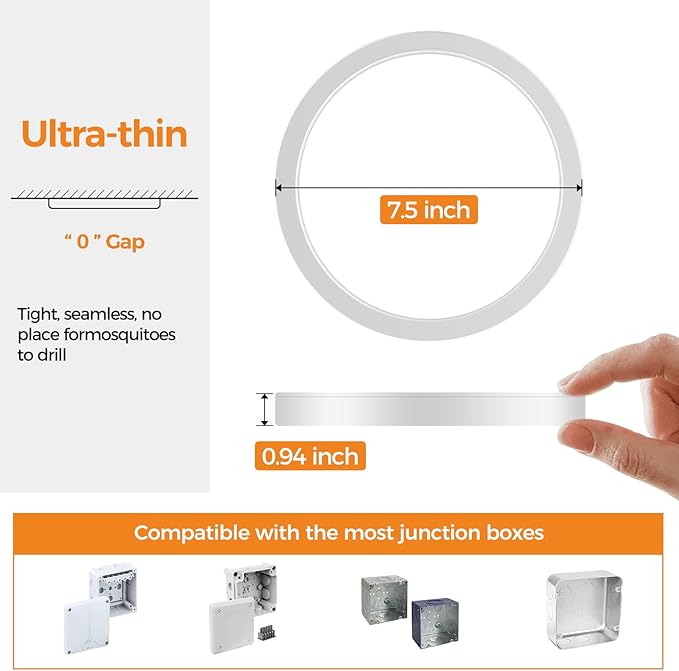 8PACK LED Flush Mount Ceiling Light Fixture, 3000K-4000K-6500K & 100W - Image 4