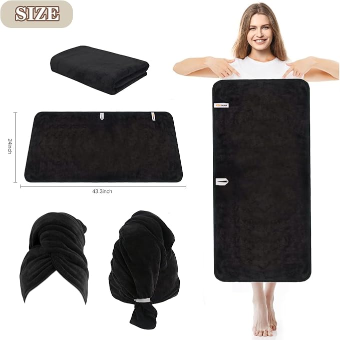 SUNLAND Microfiber Hair Towels Anti Frizz Hair Drying Towel Super Absorbent - Image 5