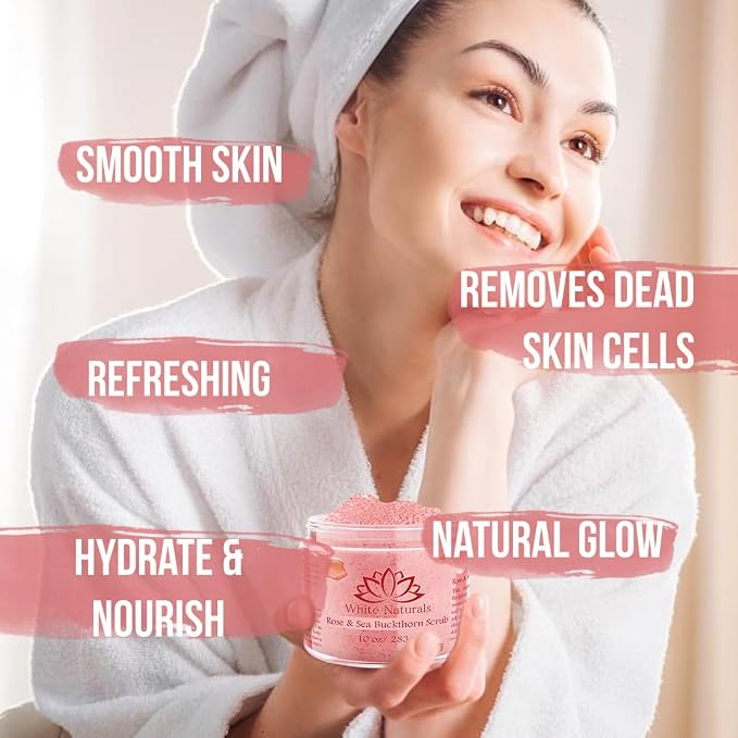Organic Rose & Sea Buckthorn FACE & BODY SCRUB, Natural & Pure Exfoliating Scrub - Image 7