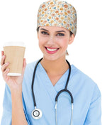 Scrub Cap for Women and Men Boho Black Leaf Pattern Adjustable Breathable - Image 6
