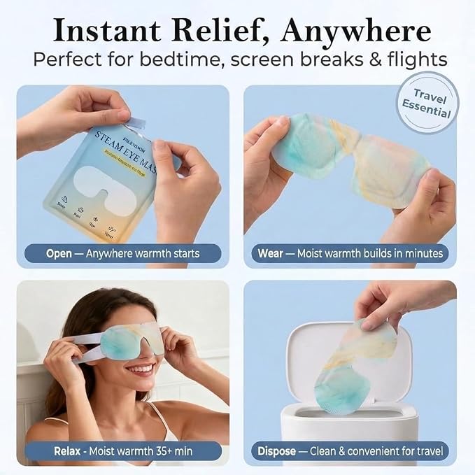 16 Packs Self Heating Steam Eye Masks: Disposable Moist Warm Compress - Image 8