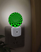 Night Lights Auto Sensor Green Black Checker Night Light 3D Abstract Mosaic - Image 3
