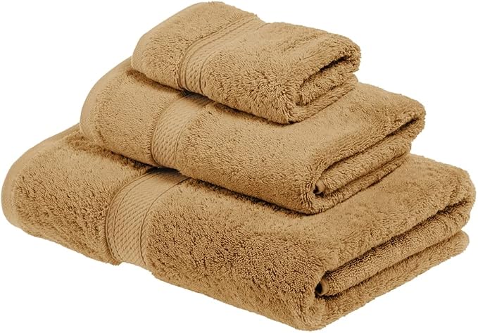 SUPERIOR Egyptian Cotton Pile 3 Piece Towel Set, Includes 1 Bath, 1 Hand by SUPERIOR
