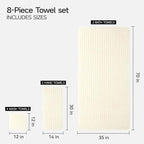 REDKISS 8-Piece Soft Bath Towel Sets, Extra Large 2 Bath Sheet, 2 Hand Towel - Image 3