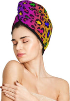 Rainbow Leopard Hair Towel Wrap Absorbent Hair Drying Towel Microfiber Hair by DecorateYourLife