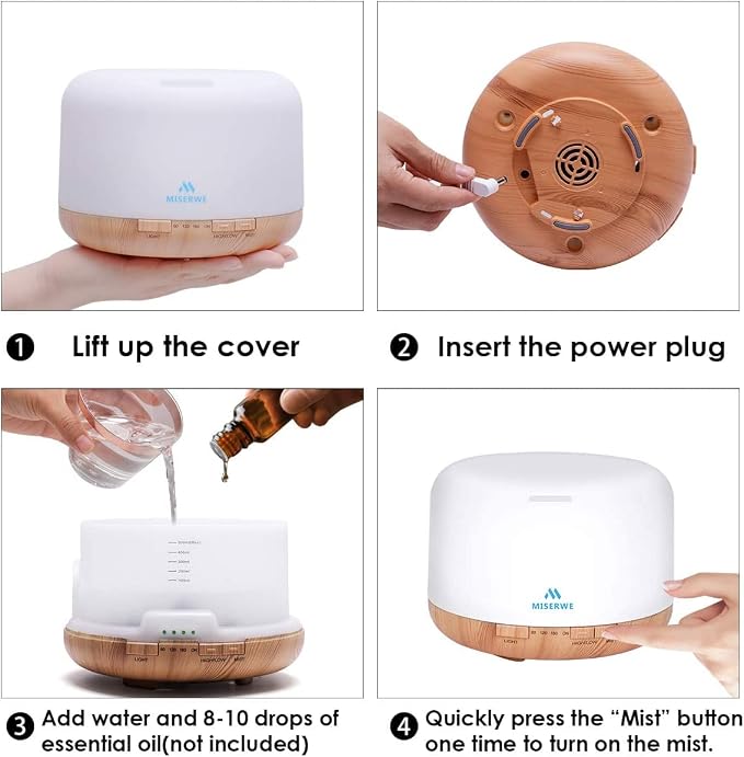 500ml Diffuser with Remote Control Waterless Automatic Shut Off Essential Oil - Image 4