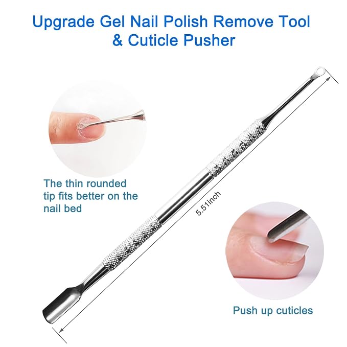Premium Stainless Steel Manicure Tools 2-Piece Set, Upgrade Gel Nail Polish - Image 2