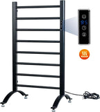 MyGift Hotel Series Matte Black Carbon Steel Towel Warmer Rack - Image 8