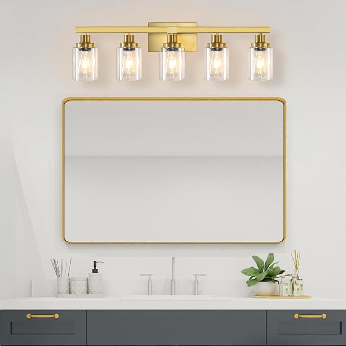 5 Light Gold Bathroom Vanity Light, Bathroom Light Fixtures - Image 7