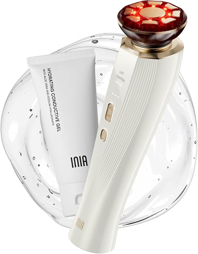 INIA 3-in-1 Red Light Therapy for Face and Neck Beauty Device for Puffiness & by INIA