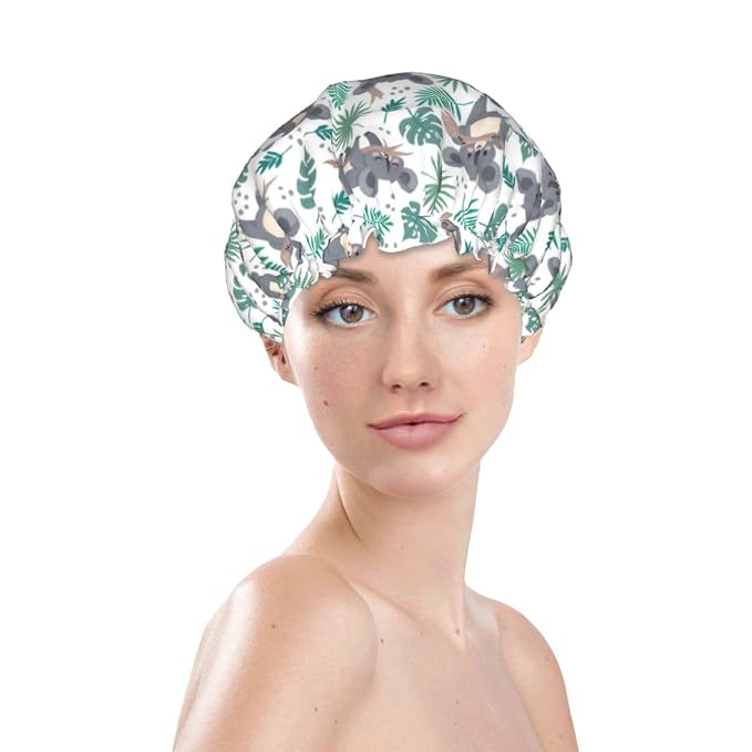 Funny Koala Shower Cap For Women Reusable Waterproof Double Layers Bath Cap - Image 2
