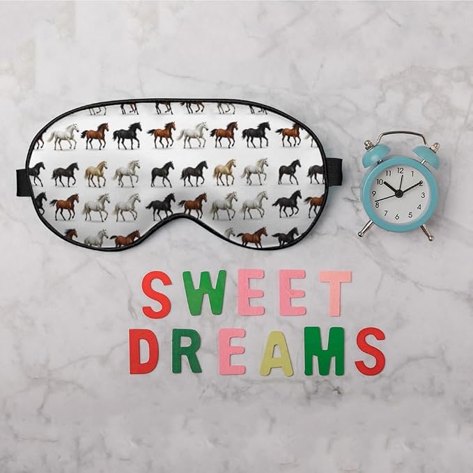 Silk Brown White Horse Eye Mask Animal Design, Adjustable Strap - Image 6