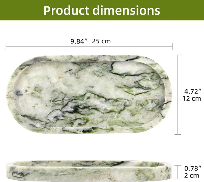 Natural Marble Tray Oval, Bathroom Vanity Tray - Image 2