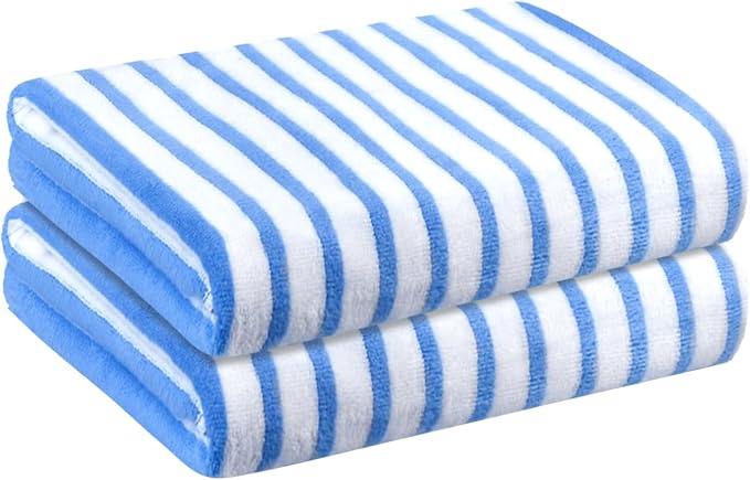 JML Microfiber Beach Towels Cabana Stripe, 2 Pack, Quick Drying Bath Towel Set - Image 2