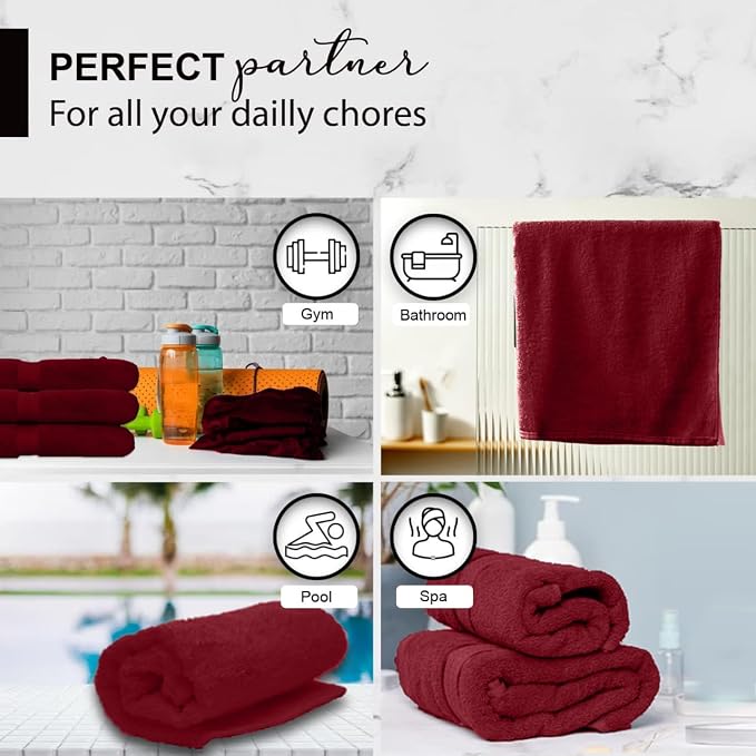 KAHAF COLLECTION 100% Cotton Bath Towels, 24x48 Pack of 6 Towels, Quick Dry - Image 6