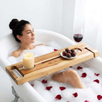 EcoDecors Eleganto 30" Live Edge Solid Teak Bath Caddy Tray - Image 4