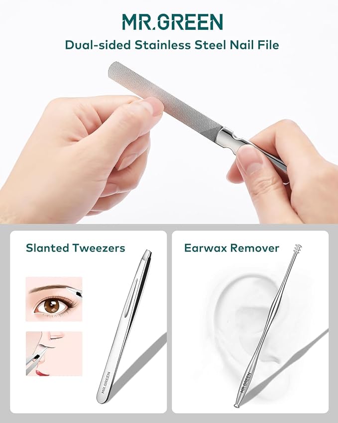 MR.GREEN 12-in-1 Manicure & Pedicure Set – Professional German Stainless Steel - Image 5