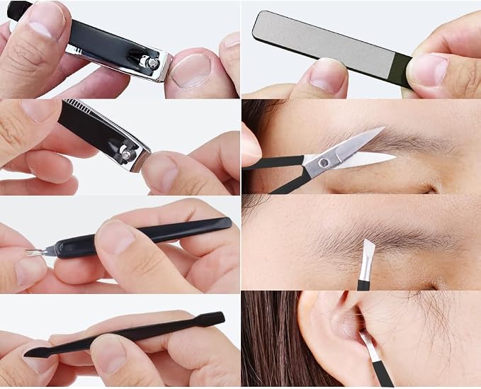 HANTEKAS Manicure Pedicure Set 8pcs Stainless Steel Nail Clippers Kit - Image 3