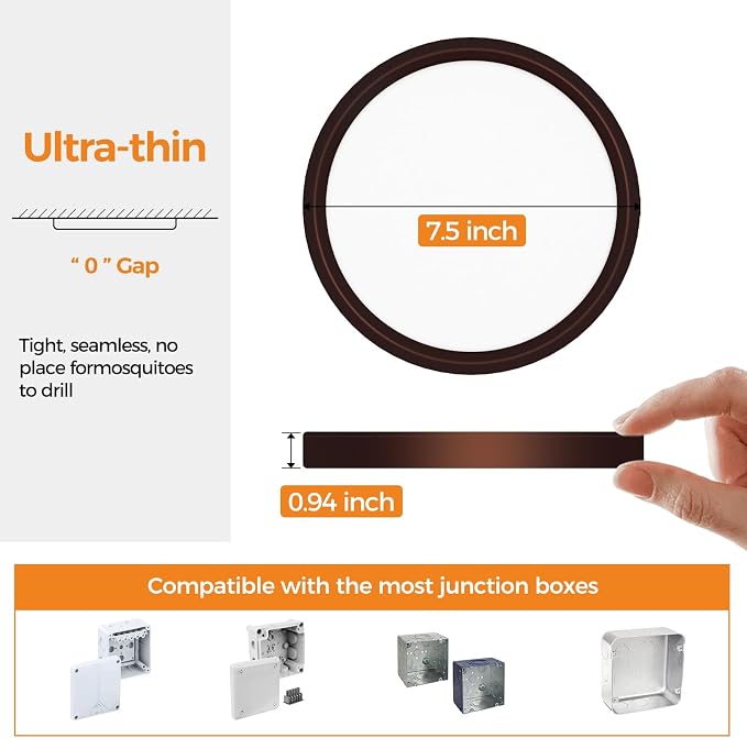 8PACK LED Flush Mount Ceiling Light Fixture, 3000K-4000K-6500K & 100W - Image 5