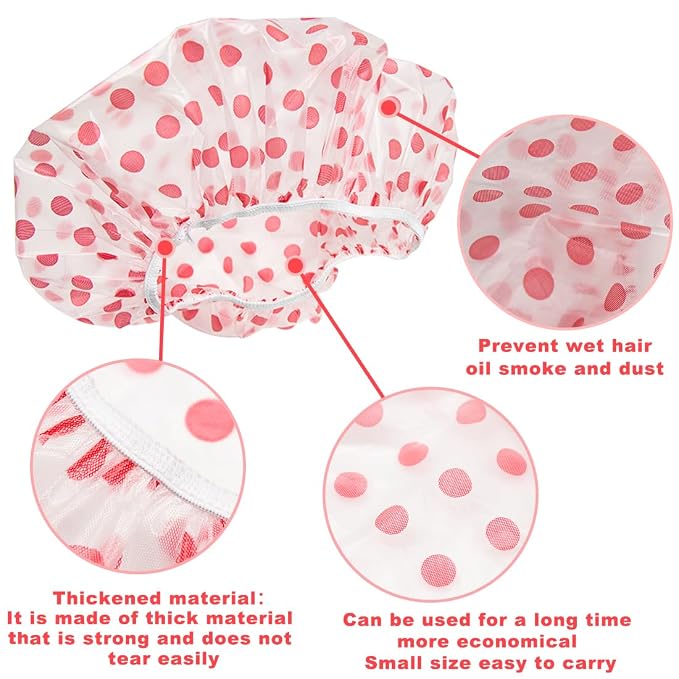 18Pcs Plastic Shower Caps for Women Reusable Waterproof Bath Caps Bathing Hair - Image 3