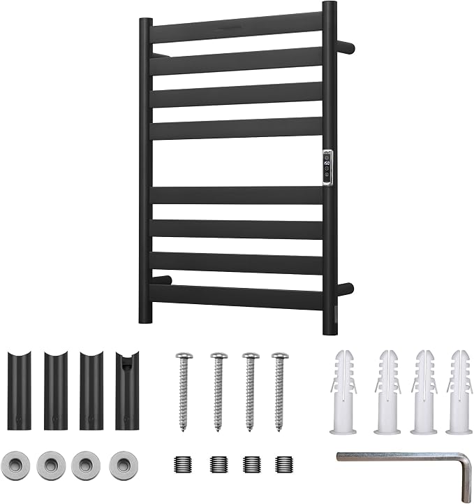 Heated Wall Mounted Electric Towel Warmer Rack, Timer & Temperature Control - Image 7
