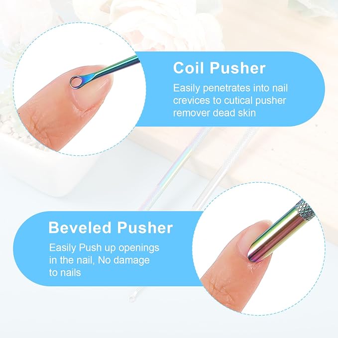 2PCS Pre Treatment Cuticle Pusher Dual Ended Cuticle Remover Stainless Steel - Image 5