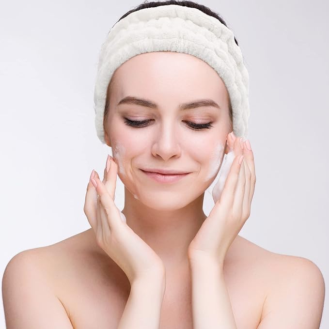 Chuangdi 3 Pieces Spa Headband for Women Facial Makeup Headband Soft Terry - Image 4