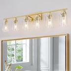 6 Light Gold Bathroom Light Fixtures Brushed Brass Vanity Light Over Mirror by HCCZLighting