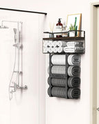 Rustic Brown Wood Vertical Towel Rack - Image 3