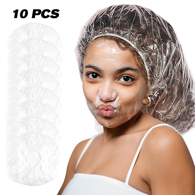 Super Big XXLarge Shower Cap 10 pcs Disposable Plastic Bath Cap Waterproof - Image 2