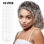 Shower Cap 10 Pcs Disposable Plastic Bath Cap Waterproof Spa Shower Cap XLarge - Image 2