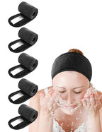 EUICAE Spa Headband 5-Pack Black Sweat Head Towel Wraps by EUICAE