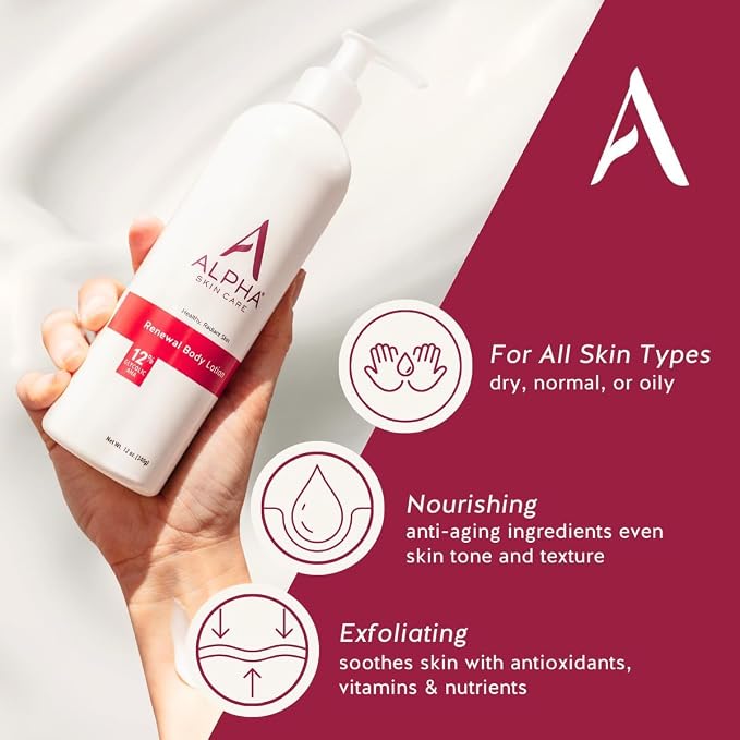Alpha Skin Care Revitalizing Body Lotion, 12% Glycolic AHA, Simple & Effective - Image 2