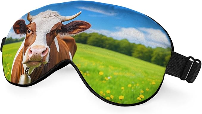 Cows Sleep Mask Eye Mask Fresh Grass Blue Sky White Clouds Sleep Mask Light by Unknown