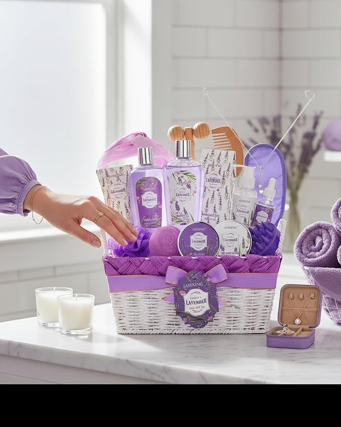 19-Pc Luxury Body Gift Set for Women, Lavender Bath and Body Gift Basket - Image 6