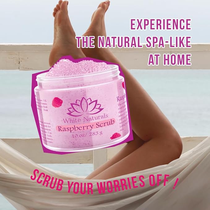 Organic Raspberry Scrub, Natural Exfoliating Salt Body & Face Scrub, Pure - Image 3