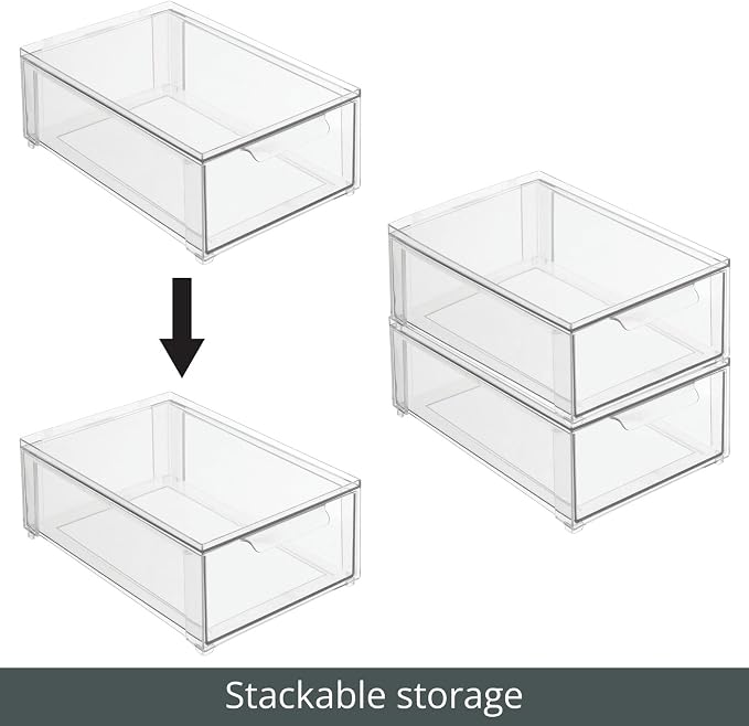 mDesign Plastic Stackable Bathroom Storage Organizer Bin - Image 5