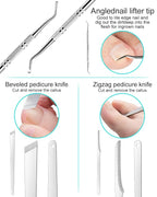 7pc Ingrown Toenail Remover Pedicure Tools Kit, Nail Clippers, File and Lifters - Image 4