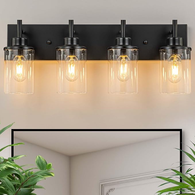 GoYeel Bathroom Light Fixtures Over Mirror, Matte Black Vanity Light 4 Light - Image 8